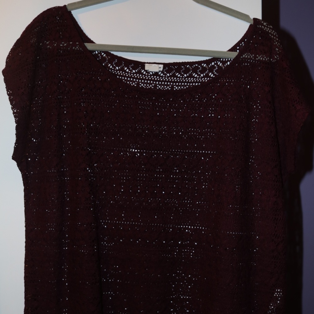 Purple lace see through blouse